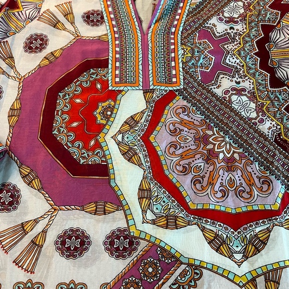 Hale Bob Pink and Red Graphic Silk Tunic with Mandarin Collar Size XL - Picture 10 of 10